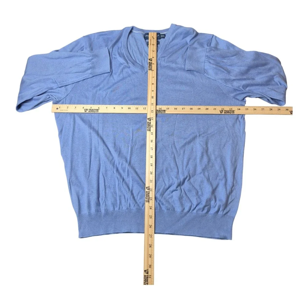 Polo Golf Ralph Lauren‎ V-Neck Sweater 100% Pima Cotton Blue Pullover Men's XL